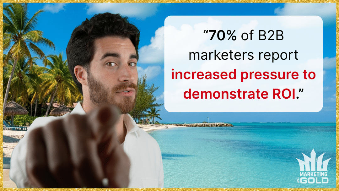 an image of a man highlighting the pressure of b2b marketers to understand the roas formula as it relates to overall roi.