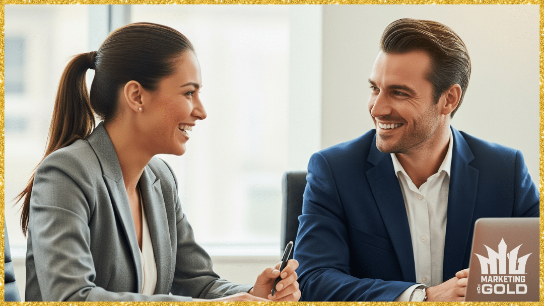 An image of a fractional cfo and a fractional cmo meeting to review their strategy and results they aligned on.